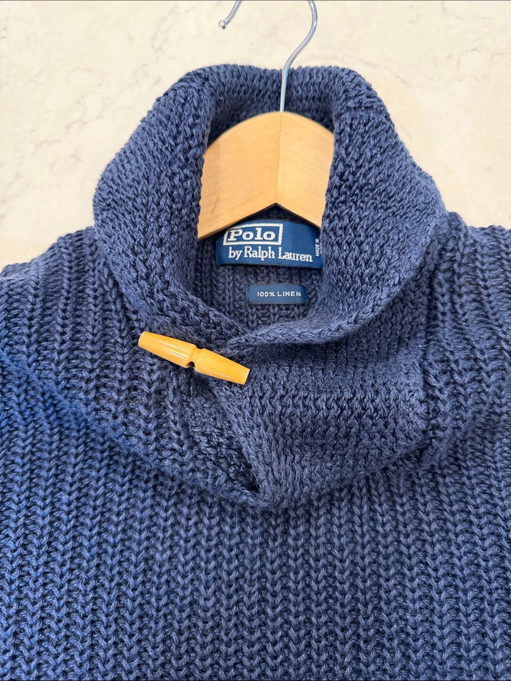 Vintage Polo Ralph Lauren Linen Shawl Collar Sweater Sz XL- Indigo